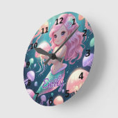 Editierbare Mermaid & Jellyfish Wall Clock Runde Wanduhr (Winkel)