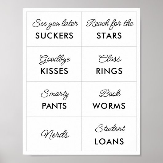 Editierbare Minimalistische 2-Abschluss Candy Bar  Poster (Vorne)