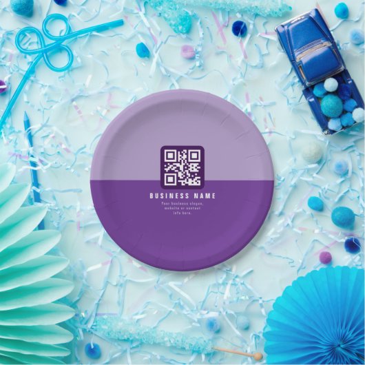 Editierbare moderne QR-Codevorlage | Äpfel Pappteller (Party)