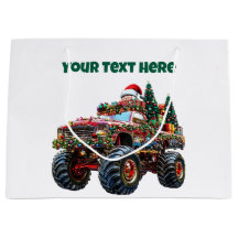 Editierbare Monster Truck Weihnachtsgeschenktasche