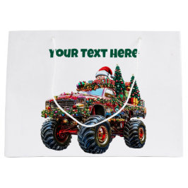 Editierbare Monster Truck Weihnachtsgeschenktasche Große Geschenktüte