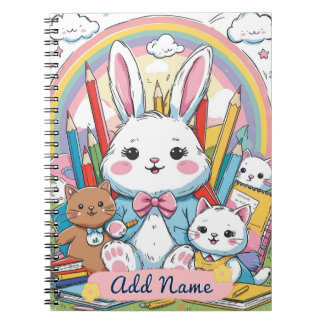 Editierbare Niedliche Rainbow School Notebook Notizblock