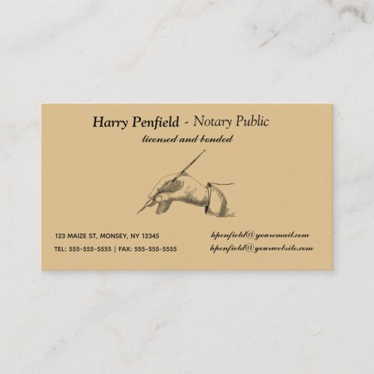 Editierbare Notare Public Visitenkarte (Vorderseite)