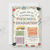 Editierbare Notebook-Schulbus-Preschool-Abschluss Einladung (Vorderseite)