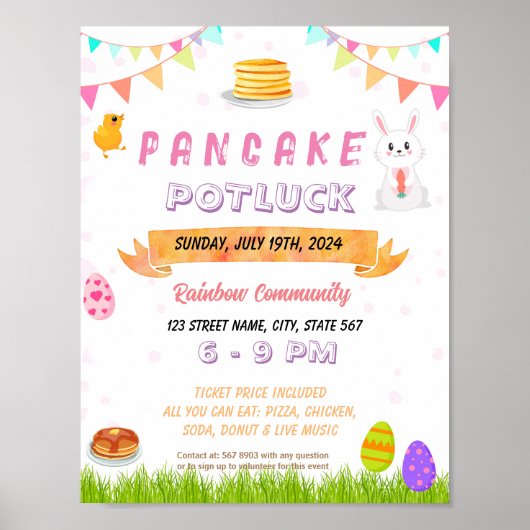 Editierbare Pfannkuchen mit Ostersonniger Flyer Poster (Vorne)