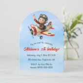 Editierbare Pilot und Flugzeug zum Geburtstag Einladung (Stehend Vorderseite)