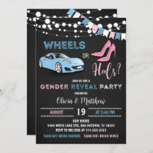 Editierbare Räder oder Heels Gender Reveal Party