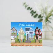 Editierbare Reihe von Häusern Wir bewegen Ankündig Postkarte (Stehend Vorderseite)