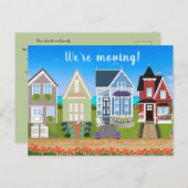 Editierbare Reihe von Häusern Wir bewegen Ankündig Postkarte (Vorne/Hinten)