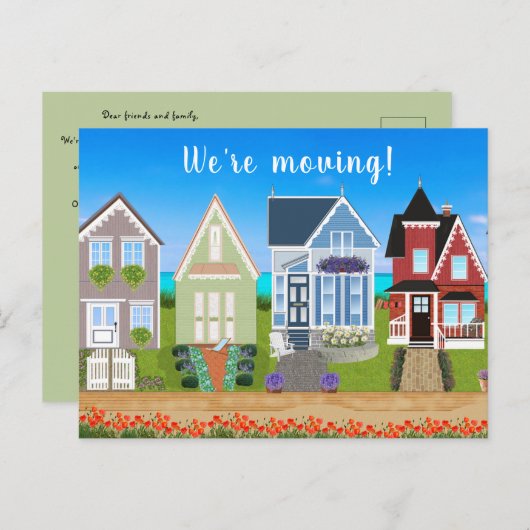 Editierbare Reihe von Häusern Wir bewegen Ankündig Postkarte (Vorne/Hinten)