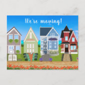 Editierbare Reihe von Häusern Wir bewegen Ankündig Postkarte (Vorderseite)