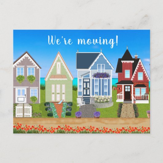 Editierbare Reihe von Häusern Wir bewegen Ankündig Postkarte (Vorderseite)