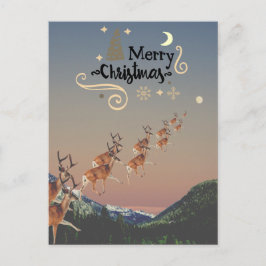 Editierbare Rentiere über den Bergen Postkarte