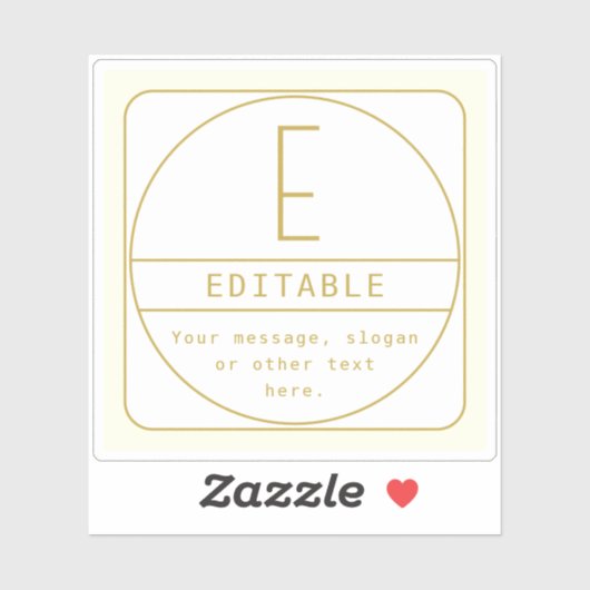 Editierbare Retro-moderne Designvorlage Gold & Wei Aufkleber (Blatt)