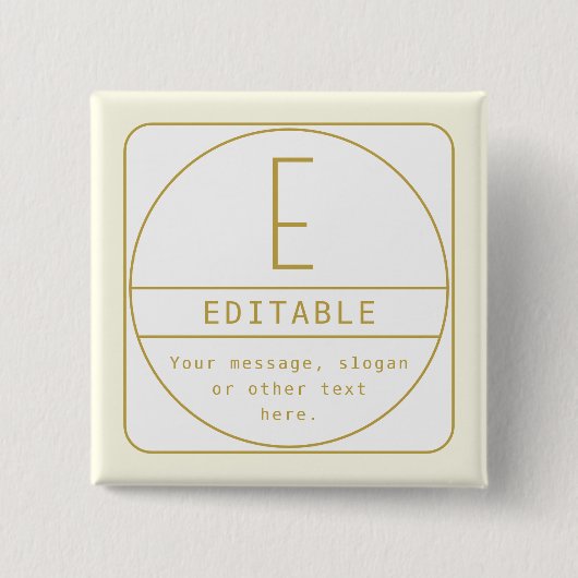 Editierbare Retro-moderne Designvorlage Gold & Wei Button (Vorderseite)