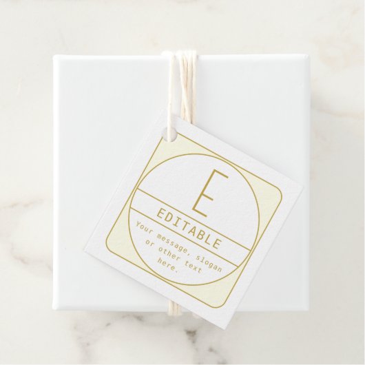 Editierbare Retro-moderne Designvorlage Gold & Wei Geschenkanhänger (Beispiel)