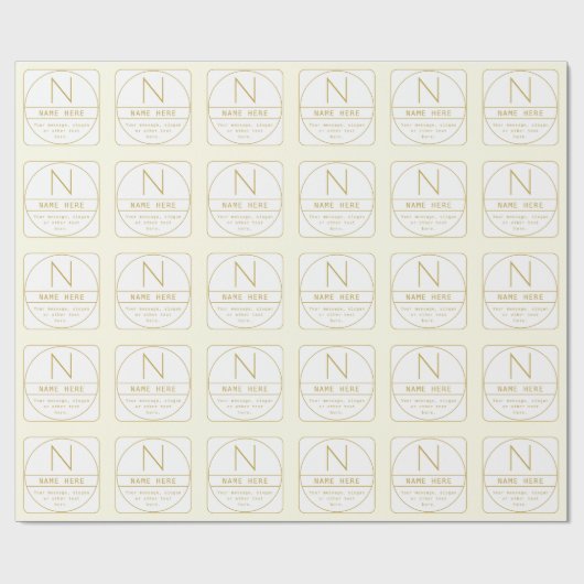 Editierbare Retro-moderne Designvorlage Gold & Wei Geschenkpapier (Flach)