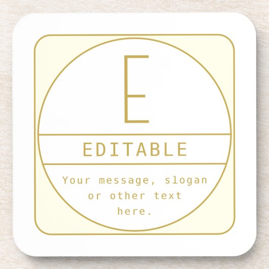 Editierbare Retro-moderne Designvorlage Gold & Wei Getränkeuntersetzer (Vorderseite)