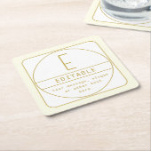 Editierbare Retro-moderne Designvorlage Gold & Wei Rechteckiger Pappuntersetzer (angewinkelt)