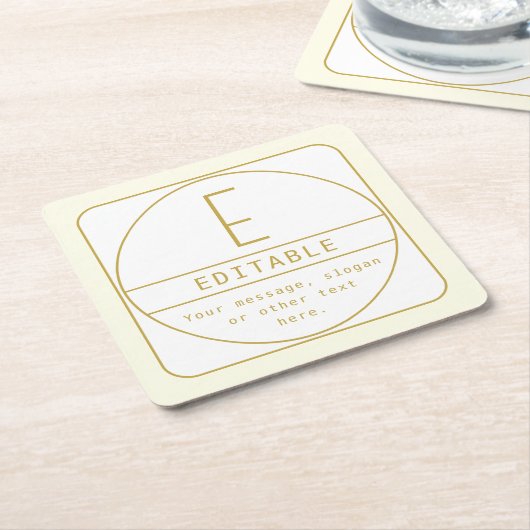 Editierbare Retro-moderne Designvorlage Gold & Wei Rechteckiger Pappuntersetzer (angewinkelt)