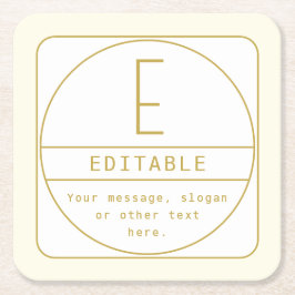 Editierbare Retro-moderne Designvorlage Gold & Wei Rechteckiger Pappuntersetzer