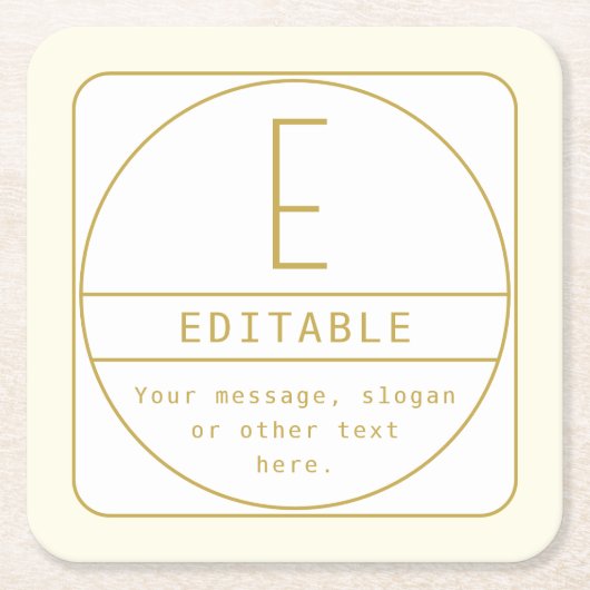 Editierbare Retro-moderne Designvorlage Gold & Wei Rechteckiger Pappuntersetzer (Vorderseite)