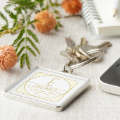 Editierbare Retro-moderne Designvorlage Gold & Wei Schlüsselanhänger (Seite)