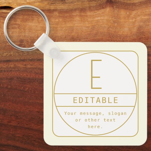 Editierbare Retro-moderne Designvorlage Gold & Wei Schlüsselanhänger (Vorderseite)