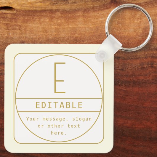 Editierbare Retro-moderne Designvorlage Gold & Wei Schlüsselanhänger (Rückseite)