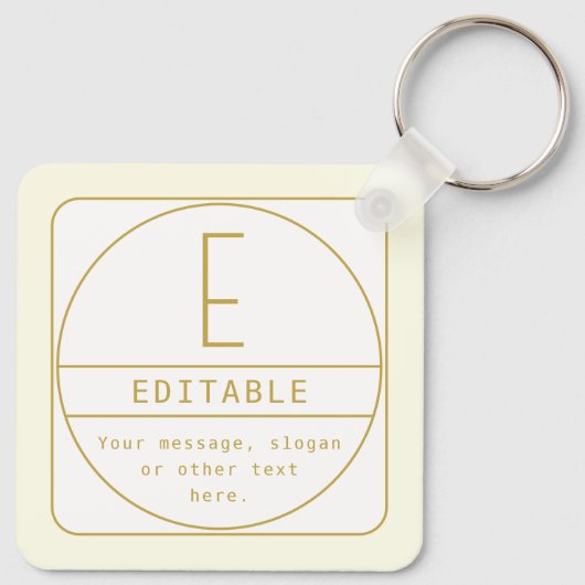 Editierbare Retro-moderne Designvorlage Gold & Wei Schlüsselanhänger (Rückseite)