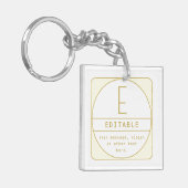 Editierbare Retro-moderne Designvorlage Gold & Wei Schlüsselanhänger (Vorderseite links)