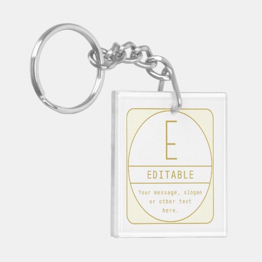 Editierbare Retro-moderne Designvorlage Gold & Wei Schlüsselanhänger (Vorderseite links)