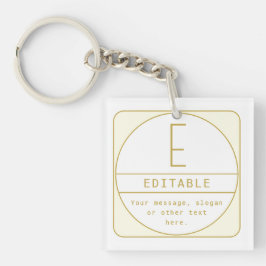 Editierbare Retro-moderne Designvorlage Gold & Wei Schlüsselanhänger