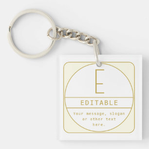 Editierbare Retro-moderne Designvorlage Gold & Wei Schlüsselanhänger