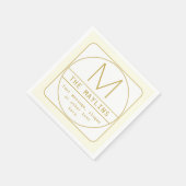 Editierbare Retro-moderne Designvorlage Gold & Wei Serviette (Ecke)