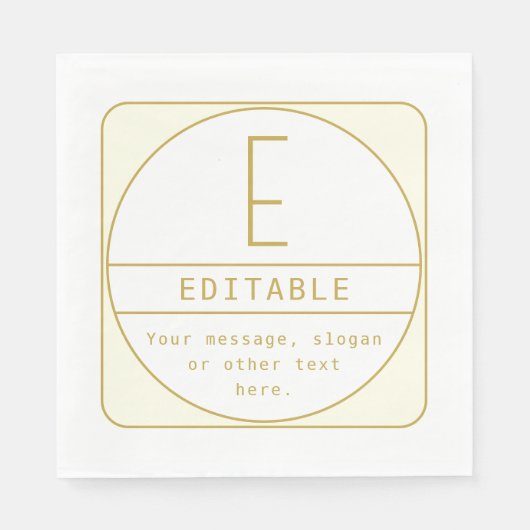 Editierbare Retro-moderne Designvorlage Gold & Wei Serviette (Vorderseite)