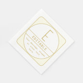 Editierbare Retro-moderne Designvorlage Gold & Wei Serviette (Ecke)