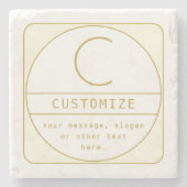 Editierbare Retro-moderne Designvorlage Gold & Wei Steinuntersetzer (Vorderseite)