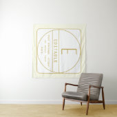 Editierbare Retro-moderne Designvorlage Gold & Wei Wandteppich (Beispiel (Horizontal))