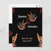 Editierbare Rockabilly-Swallows Wedding Save the D Postkarte (Vorne/Hinten)