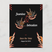 Editierbare Rockabilly-Swallows Wedding Save the D Postkarte (Vorderseite)