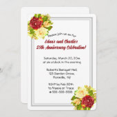 Editierbare Romantische Aquarellfarben-Rose Silber Einladung (Vorne/Hinten)