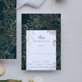 Editierbare Romantische Blume Wreath Emerald Gold RSVP Karte