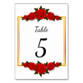 Editierbare Romantische Goldrahmen mit Rose Tischnummer (Rückseite)