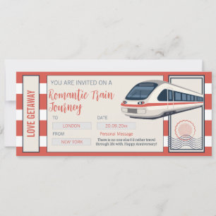 Editierbare Romantische Reise Zugticket Einstieg Einladung