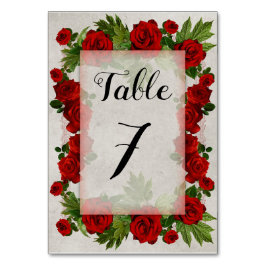 Editierbare romantische Rote Rosen Tischnummer