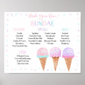 Editierbare Rosa Eiscreme Sonntag Geburtstagszeich Poster (Vorne)