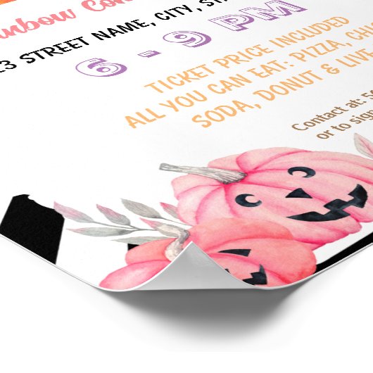 Editierbare Rosa halloween Flyer Poster (Ecke)