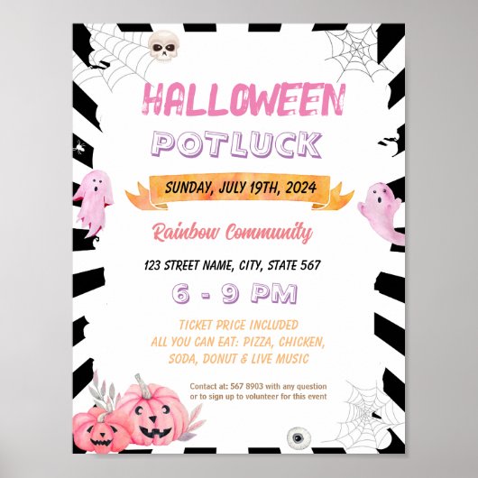 Editierbare Rosa halloween Flyer Poster (Vorne)