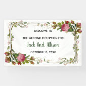 Editierbare Rosa Minimalistische Blumengrün Banner (Horizontal)